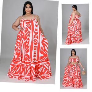 PRINTED VOLUMINOUS MAXI DRESS (PLUS SIZE) 1 Day only $25 dollars or less!